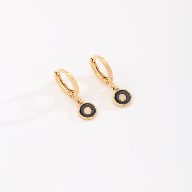 OUTB-14577 BRINCO ARGOLINHA BANHADO A OURO 18K COM PINGENTE REDONDO ESMALTADO