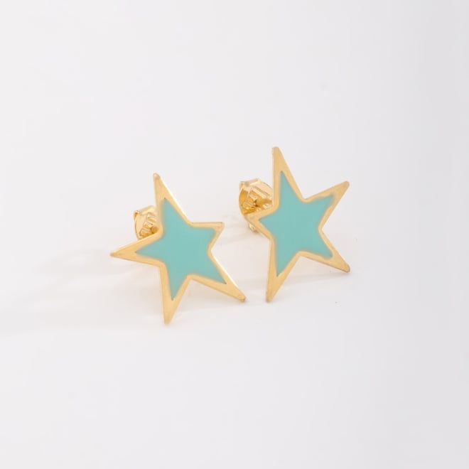 OUTB-15688 BRINCO BANHADO A OURO 18K EM FORMATO DE ESTRELA ESMALTADO