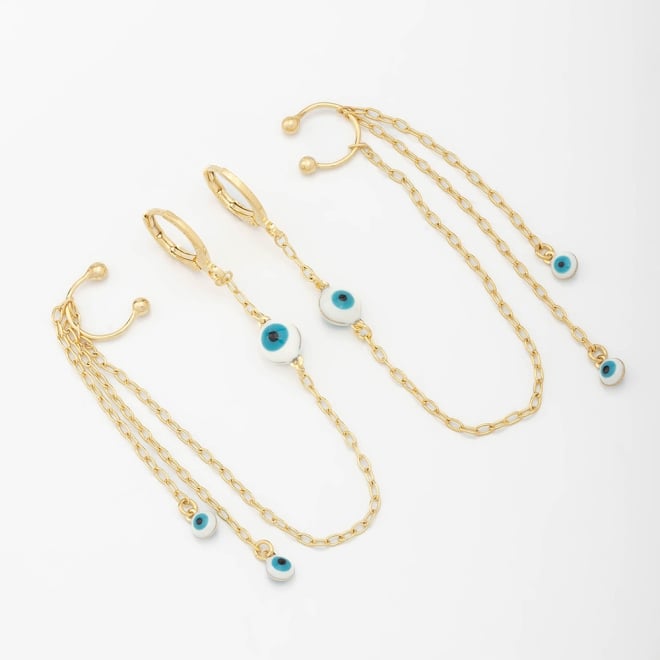OUTB-16215 BRINCO ARGOLINHA ARTICULADA BANHADO A OURO 18K COM PIERCING FAKE