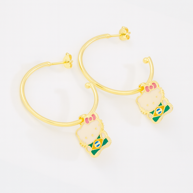 OUTBBB-0018 BRINCO ARGOLA BANHADO A OURO 18K COM PINGENTE TEMÁTICO INFANTIL