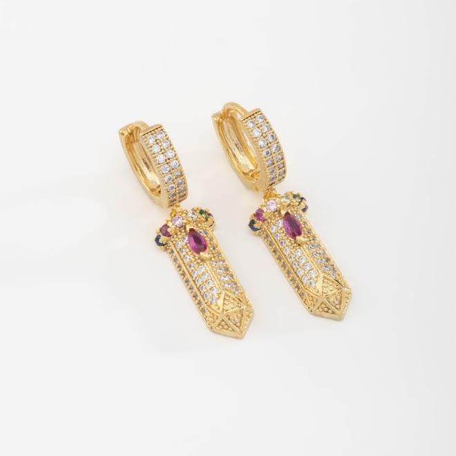 OUTBTR-1002 BRINCO ARGOLA ARTICULADA BANHADO A OURO 18K EM ZIRCÔNIAS
