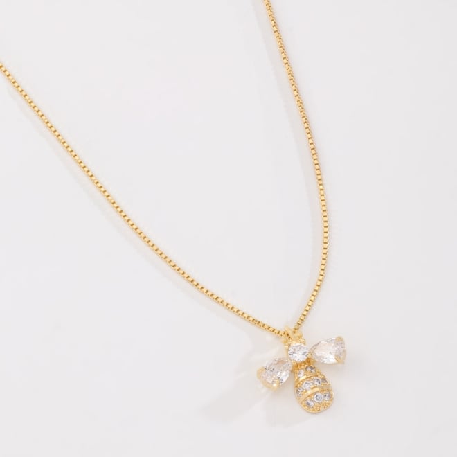 OUTG-5741 COLAR BANHADO A OURO 18K COM PINGENTE DE ABELHA CRAVEJADO EM ZIRCÔNIAS