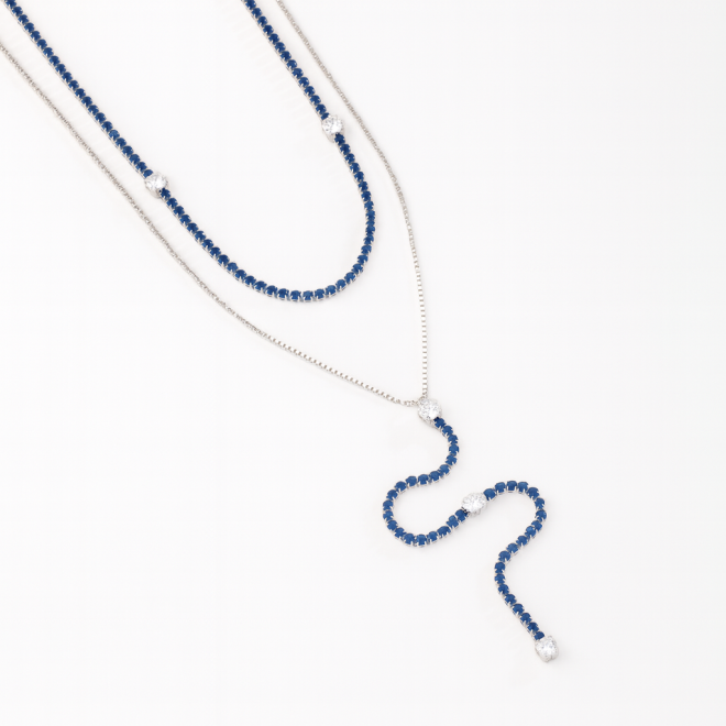 OUTGB-2525 COLAR DUPLO ESTILO GRAVATA BANHADO EM RÓDIO BRANCO
