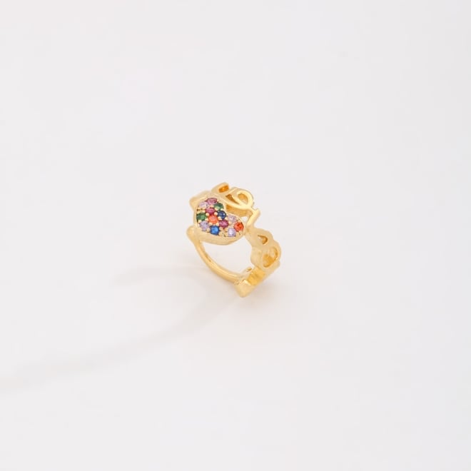 OUTPC-00015 PIERCING FAKE BANHADO A OURO 18K COM DETALHE ESCRITO LOVE E CORAÇÃO