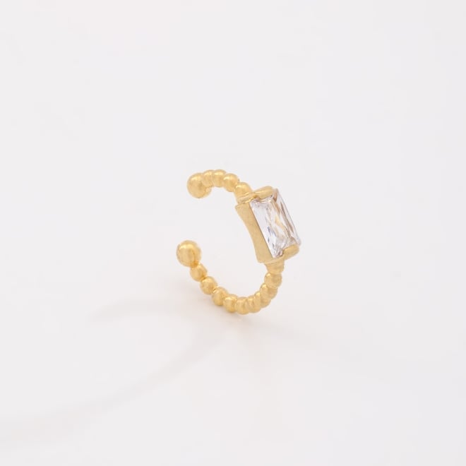 PC-00016 PIERCING BANHADO A OURO 18K COM ESFERAS E ZIRCÔNIA RETANGULAR