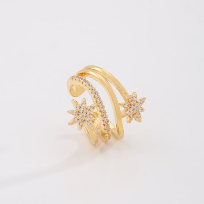 PC-00035 PIERCING BANHADO A OURO 18K COM DESIGN DE ESTRELAS CRAVEJADAS EM ZIRCÔNIAS