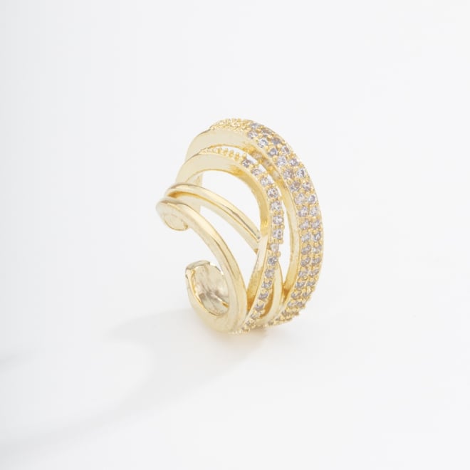 PC-00074 PIERCING BANHADO A OURO 18K COM DESIGN ENTRELAÇADO CRAVEJADOS
