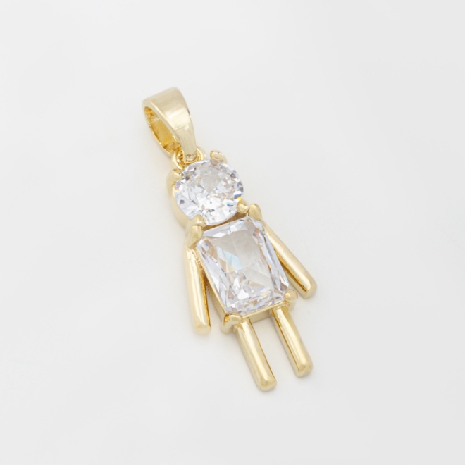 PG-00128 PINGENTE BANHADO A OURO 18K DE MENINO EM ZIRCÔNIAS