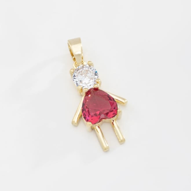 PG-00129 PINGENTE BANHADO A OURO 18K DE MENINA COM PEDRAS LAPIDADAS
