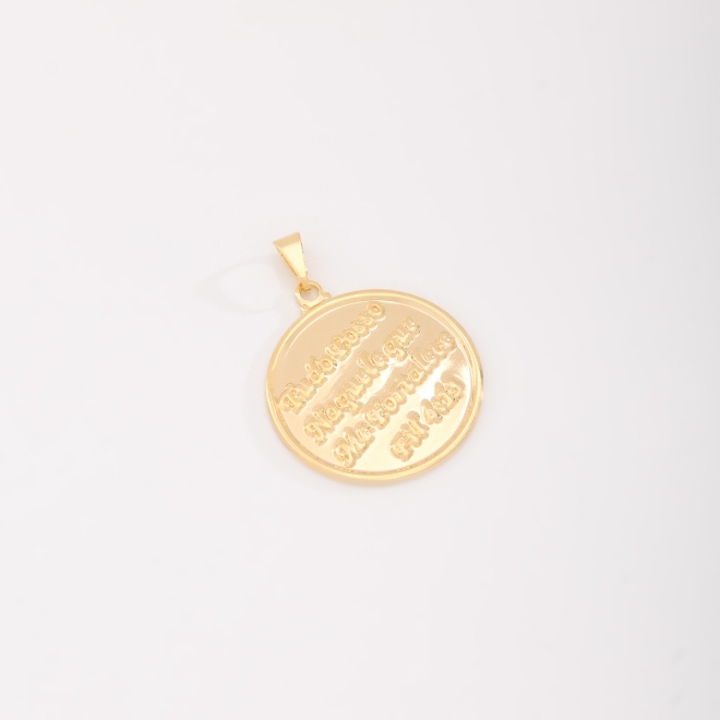 PG-00161 PINGENTE BANHADO A OURO 18K COM MEDALHA RELIGIOSA