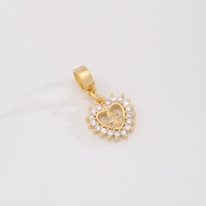 PG-00166 PINGENTE BANHADO A OURO 18K EM FORMATO DE CORAÇÃO DE NOSSA SENHORA
