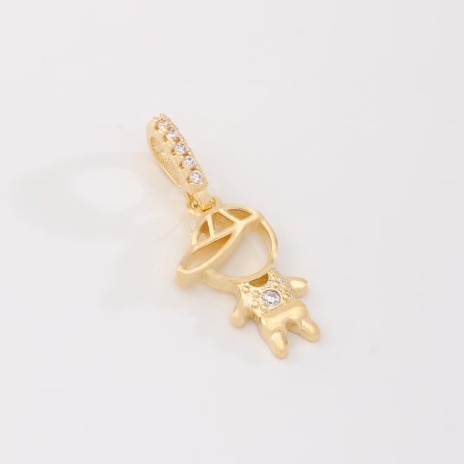 PG-00213 PINGENTE BANHADO A OURO 18K DE MENINO COM ZIRCÔNIA.