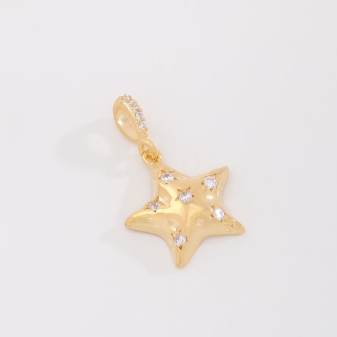 PG-00219 PINGENTE BANHADO A OURO 18K EM ESTRELA COM DETALHES CRAVEJADOS