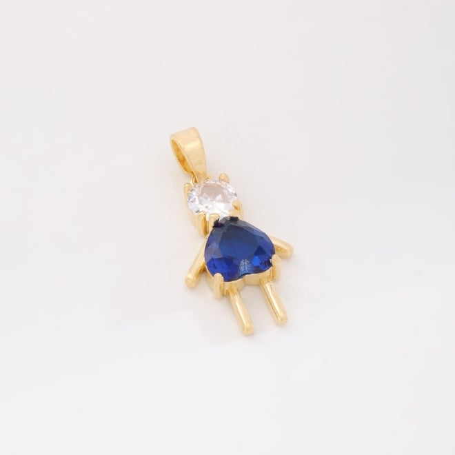 PG-00221 PINGENTE BANHADO A OURO 18K DE MENINO COM DETALHES EM ZIRCÔNIAS