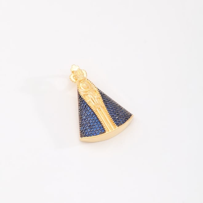 PGN-00168 PINGENTE COM IMAGEM DE NOSSA SENHORA APARECIDA EM ZIRCÔNIAS AZUIS