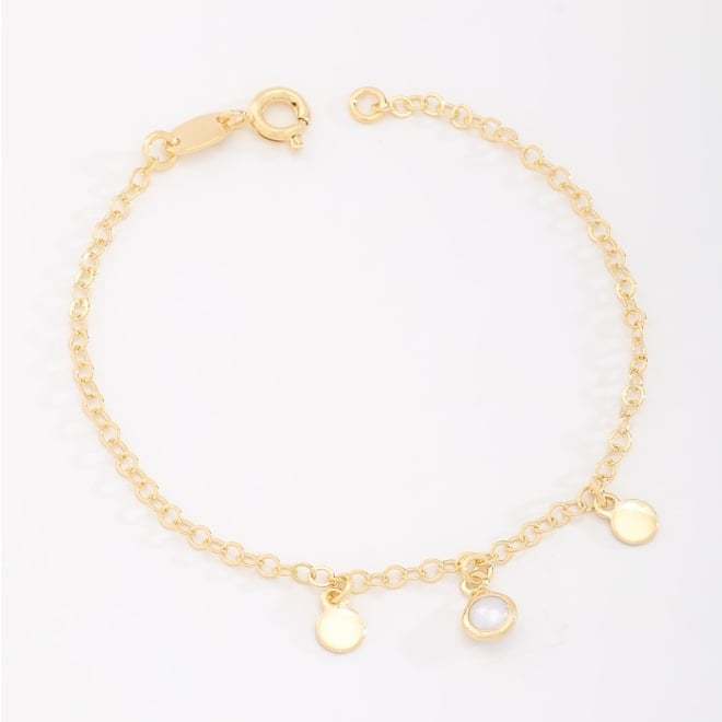 PI-00095 PULSEIRA INFANTIL COM PINGENTES LISOS E DETALHE DE PÉROLA