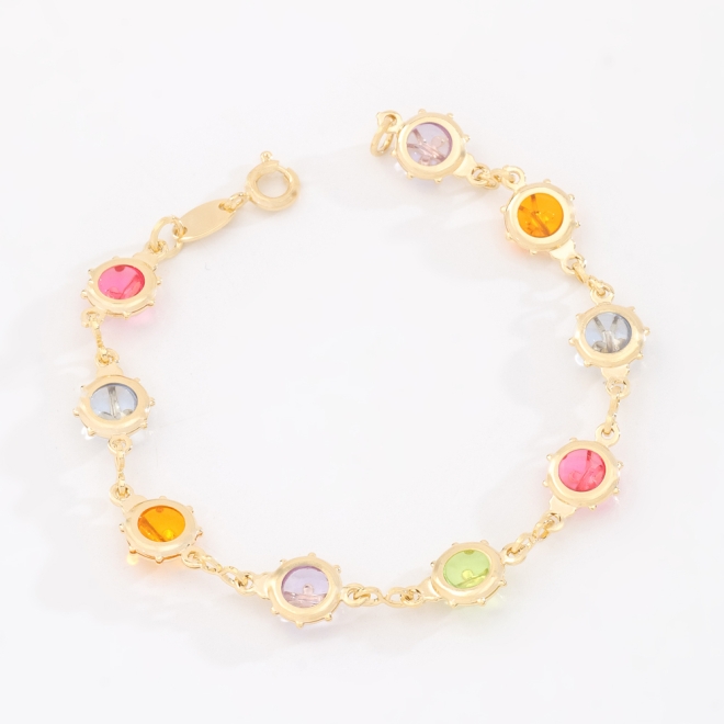 PI-00109 PULSEIRA COM DETALHES EM PEDRAS COLORIDAS LAPIDADAS