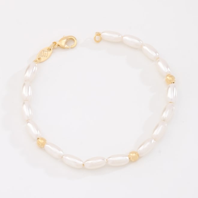 PI-00120 PULSEIRA INFANTIL BANHADA A OURO 18K COM PÉROLAS