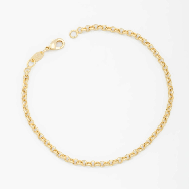 PR-0023-PULSEIRA BANHADA A OURO 18K COM CORRENTE ELO PORTUGU&Ecirc;S E ACABAMENTO POLIDO
