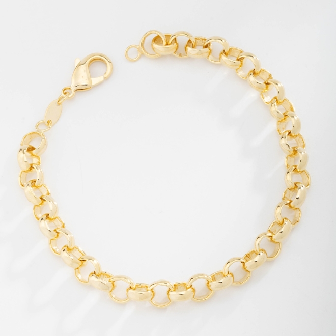 PR-0026 PULSEIRA BANHADA A OURO 18K COM ELO PORTUGUÊS DE 7 MM