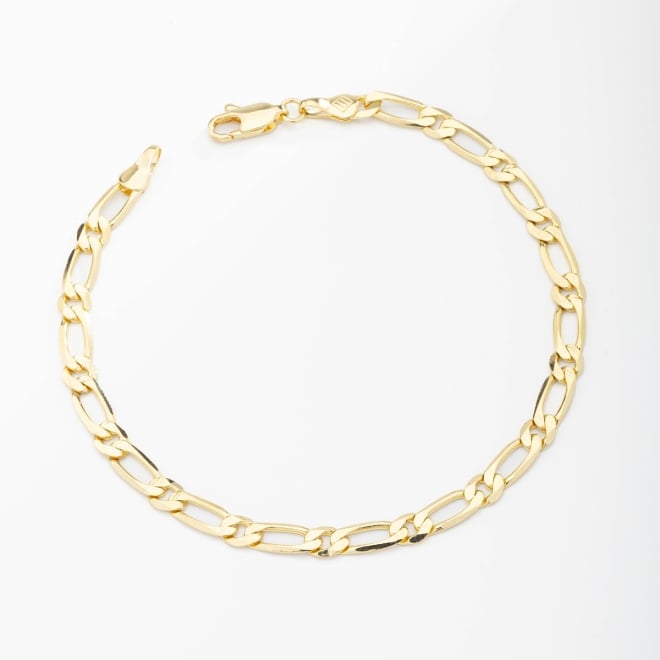 PR-0056  PULSEIRA MASCULINA BANHADA A OURO 18K COM DESIGN DE ELOS CLÁSSICOS.  22 CM