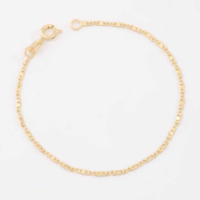 PR-0145 PULSEIRA BANHADA A OURO 18K COM CORRENTE EM ELO PIASTRINI FINO