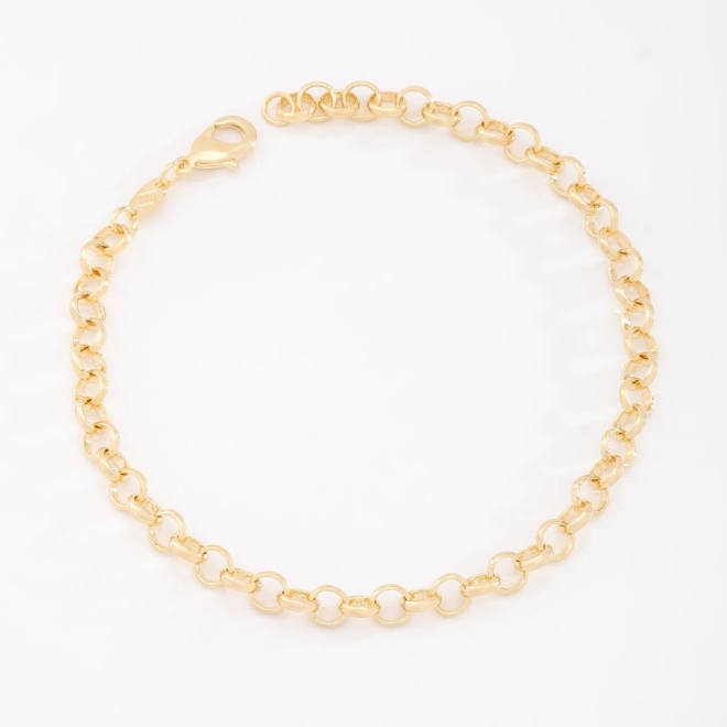 PR-0149 PULSEIRA BANHADA A OURO 18K COM CORRENTE EM ELO PORTUGUÊS