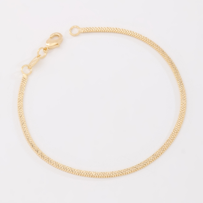 PR-0161 PULSEIRA BANHADA A OURO 18K COM CORRENTE TIPO FITA TRABALHADA NA MALHA