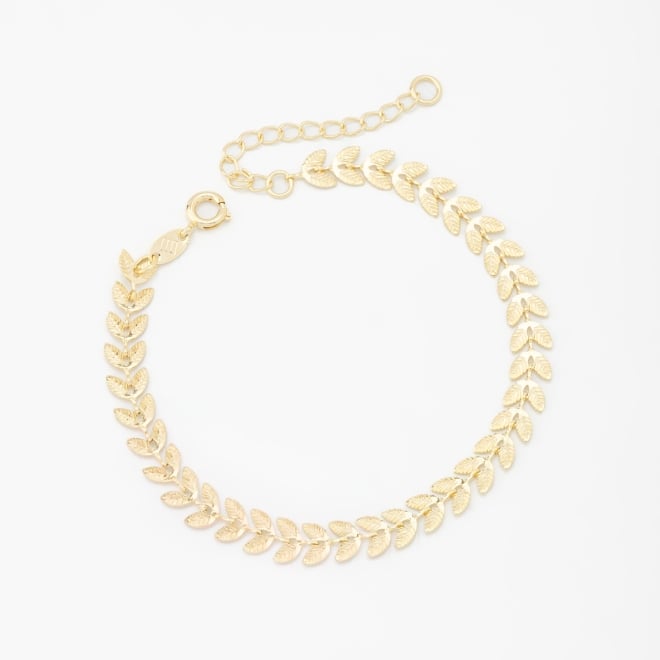 PU-00009 PULSEIRA BANHADA A OURO 18K COM DESIGN DE FOLHAS ENTRELA&Ccedil;ADAS