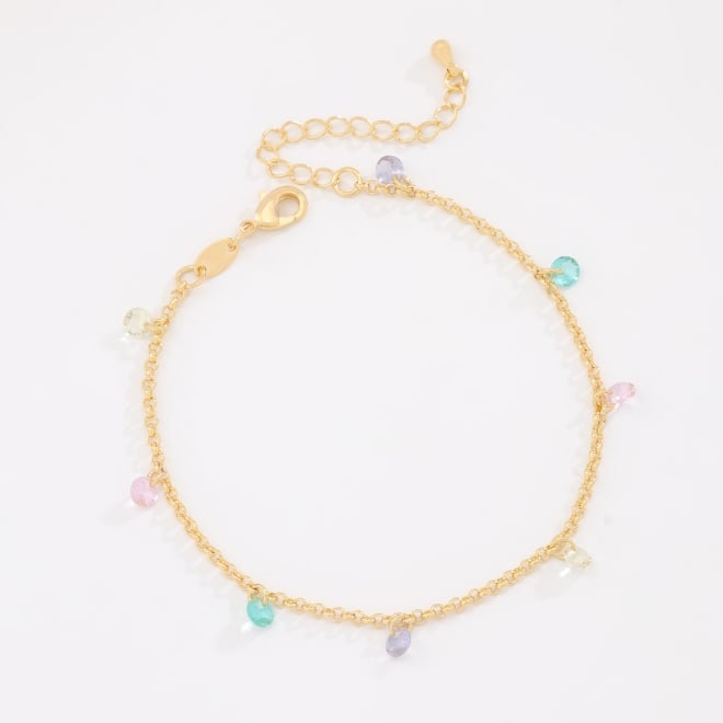 PU-00015 PULSEIRA BANHADA A OURO 18K INTERCALADO COM&nbsp;PEDRAS