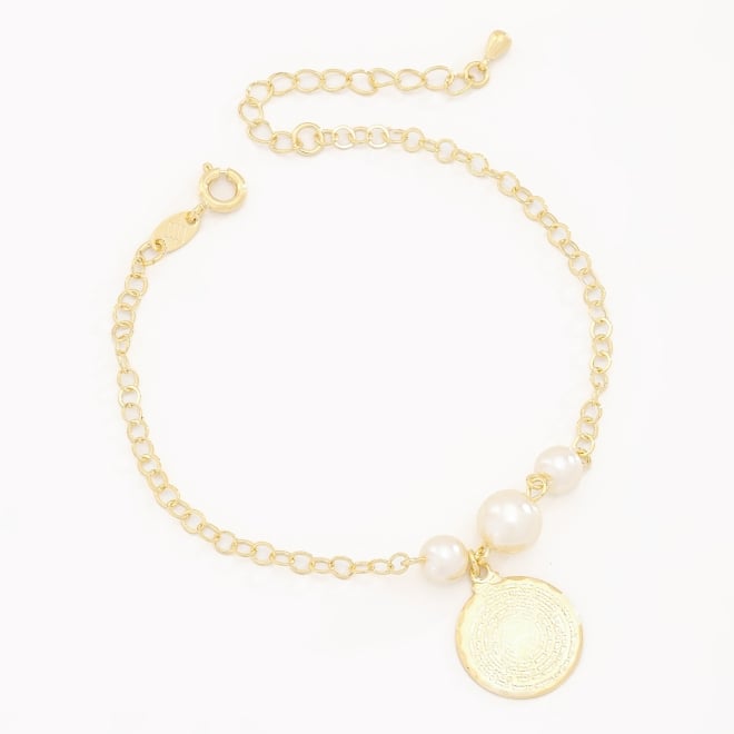 PU-00145 PULSEIRA COM PÉROLAS E MEDALHA COM A ORAÇÃO DO PAI NOSSO