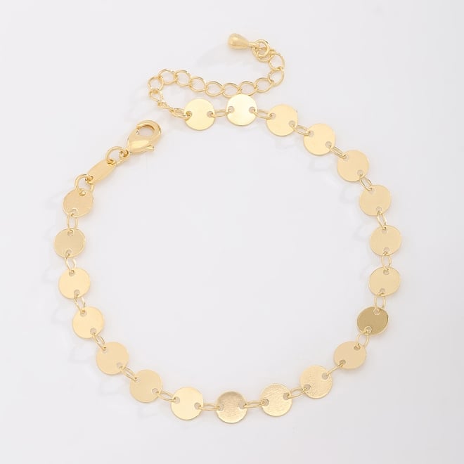 PU-00168 PULSEIRA BANHADA A OURO 18K COM PLACAS REDONDAS LISAS