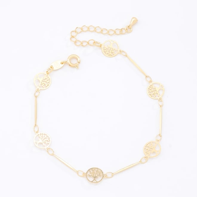 PU-00171 PULSEIRA BANHADA A OURO 18K COM DETALHES EM &Aacute;RVORE DA VIDA
