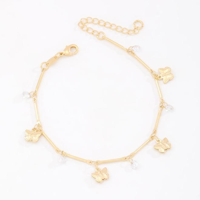 PU-00173 PULSEIRA BANHADA A OURO 18K COM DETALHES EM BORBOLETAS