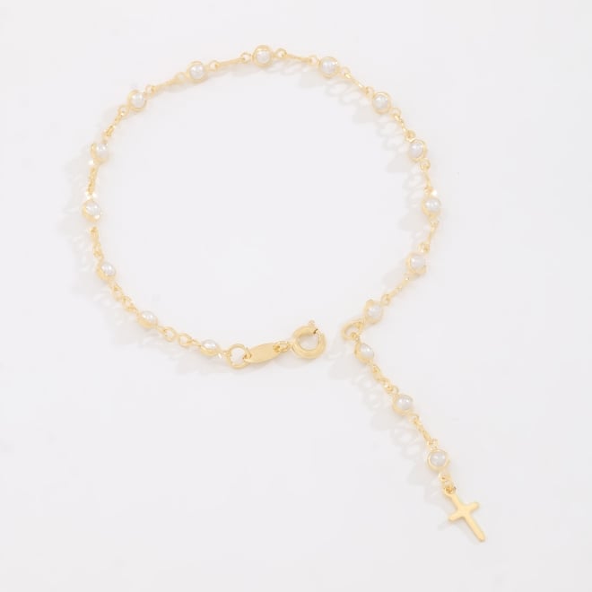 PU-00182-PULSEIRA DE PÉROLA COM CRUZ