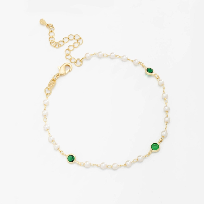 PU-00251 PULSEIRA BANHADA A OURO 18K COM PÉROLAS E CRISTAIS COLORIDOS