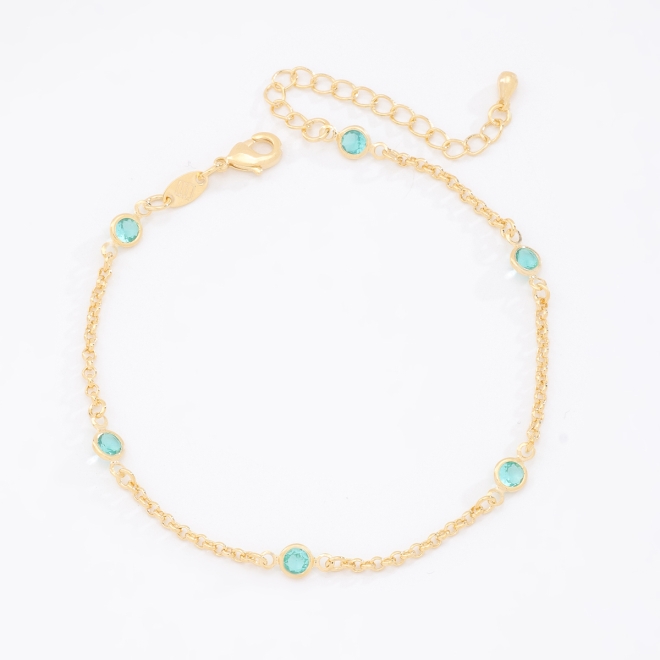 PU-00290 PULSEIRA BANHADA A OURO 18K COM CRISTAIS COLORIDOS