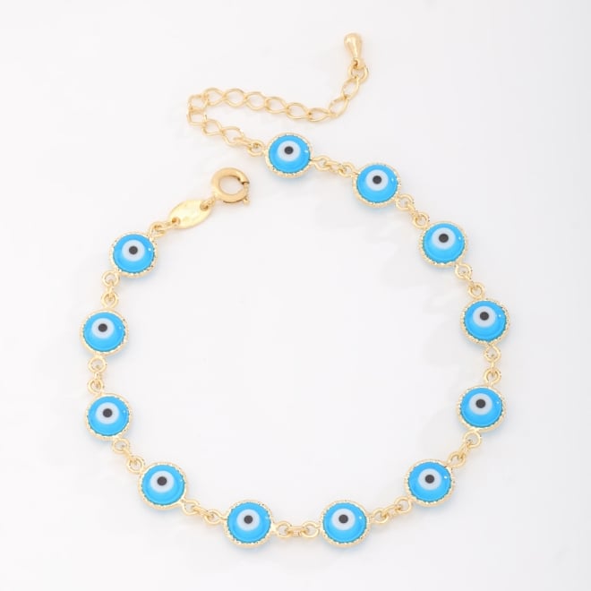 PU-00306 PULSEIRA COM PINGENTES DE OLHO GREGO 