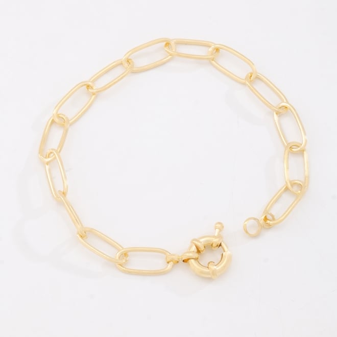 PU-00307 PULSEIRA BANHADA A OURO 18K COM ELOS OVAIS E FECHO BOIA