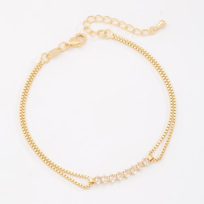 PU-00342 PULSEIRA COM ZIRCÔNIA NAVETE 18CM