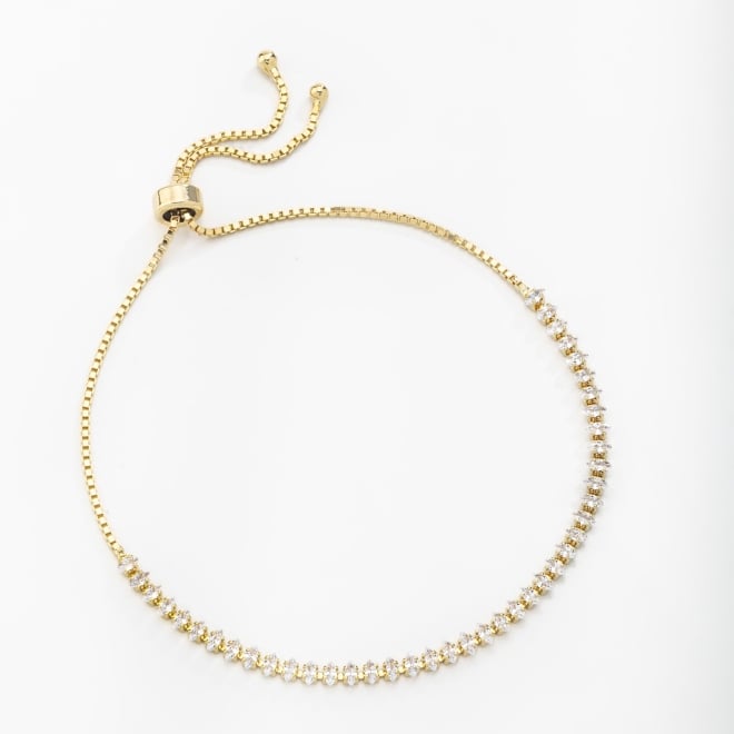 PU-00388 PULSEIRA BANHADA A OURO 18K COM DESIGN RIVIERA CRAVEJADO E FECHO REGUL&Aacute;VEL