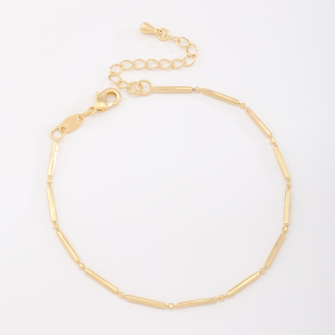 PU-00411 PULSEIRA BANHADA A OURO 18K COM DETALHES EM CANUTILHOS E ESFERAS POLIDAS