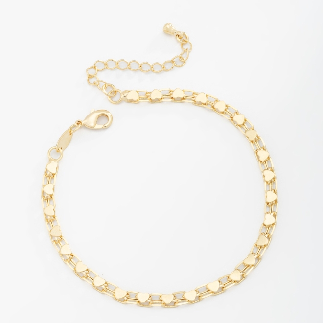 PU-00422 PULSEIRA CORRENTE ELO DUPLA COM CORAÇÃO 