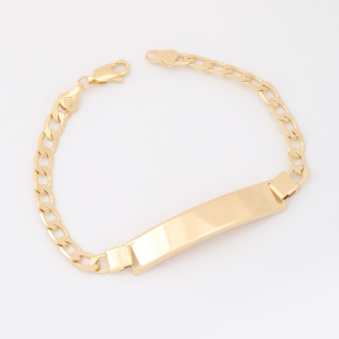 PU-00448 PULSEIRA BANHADA A OURO 18K COM CORRENTE TIPO GRUMET E CHAPA LISA CENTRAL
