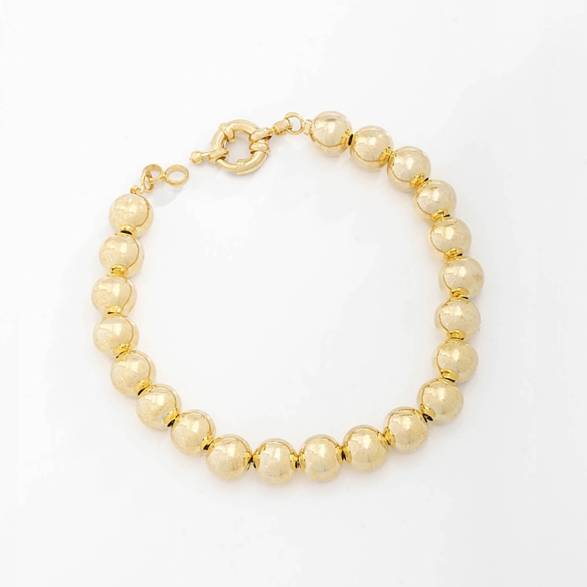 PU-00458 PULSEIRA BANHADA A OURO 18K COM ESFERAS