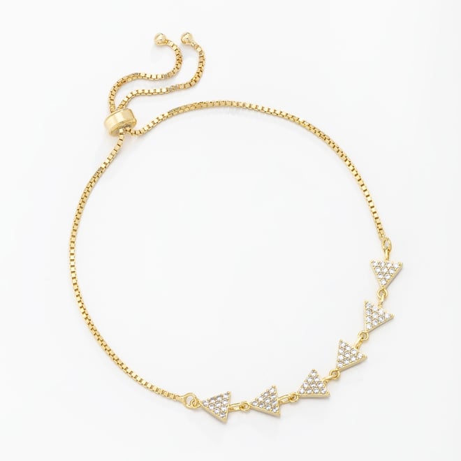 PU-00460 PULSEIRA BANHADA A OURO 18K COM CORRENTE VENEZIANA E TRI&Acirc;NGULOS EM ZIRC&Ocirc;NIAS