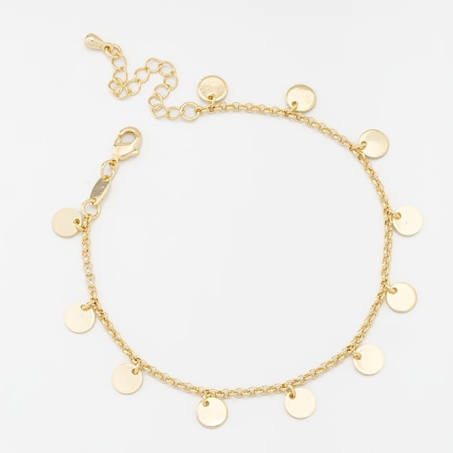 PU-00469 PULSEIRA BANHADA A OURO 18K  EM FORMATO DE MEDALHAS