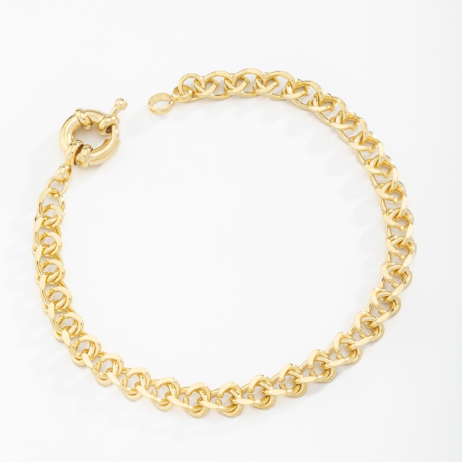 PU-00477 PULSEIRA BANHADA A OURO 18K COM ELOS ENTRELAÇADOS