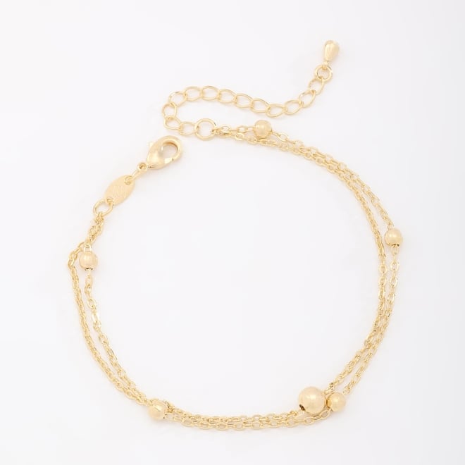 PU-00492 PULSEIRA COM DUAS CORRENTES E DETALHES EM ESFERAS