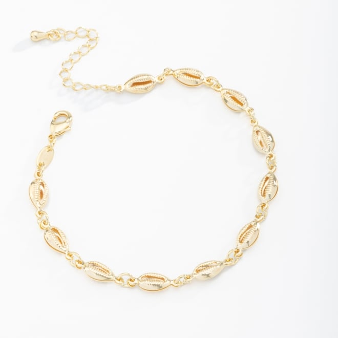 PU-00499 PULSEIRA COM DETALHES DE BÚZIOS INTERLIGADOS
